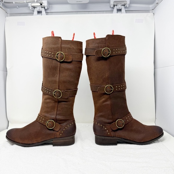 Reba Women’s Brown Studded Knee High Riding Boots Size 9 - Picture 12 of 16
